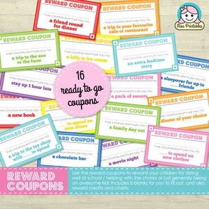 Children's reward coupons, reward credits and charts plus bonus SUMMER COUPON option image 1