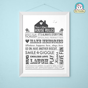 Grandparents&#39; House Rules printable poster - Nana & Papa