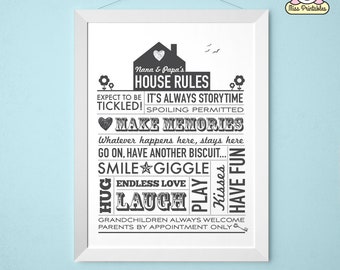 Grandparents' House Rules printable poster - Nana & Papa