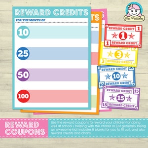 Children's reward coupons, reward credits and charts plus bonus SUMMER COUPON option image 4