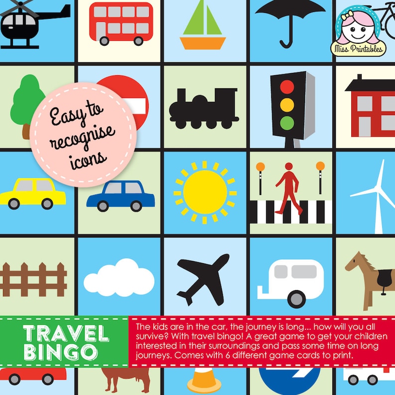 Travel bingo printable game for long car journeys image 2