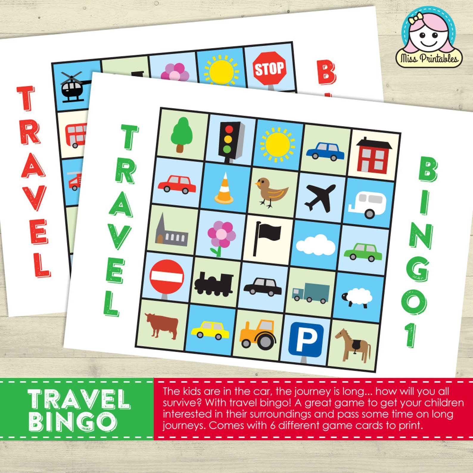 Travel Bingo Printable Game For Long Car Journeys Etsy