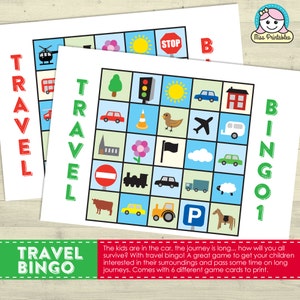 Travel bingo printable game for long car journeys image 1
