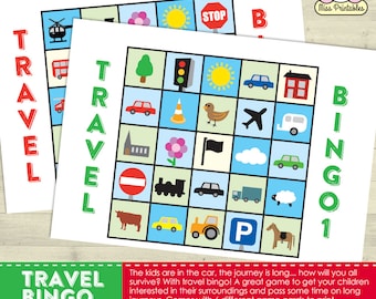 Travel bingo - printable game for long car journeys