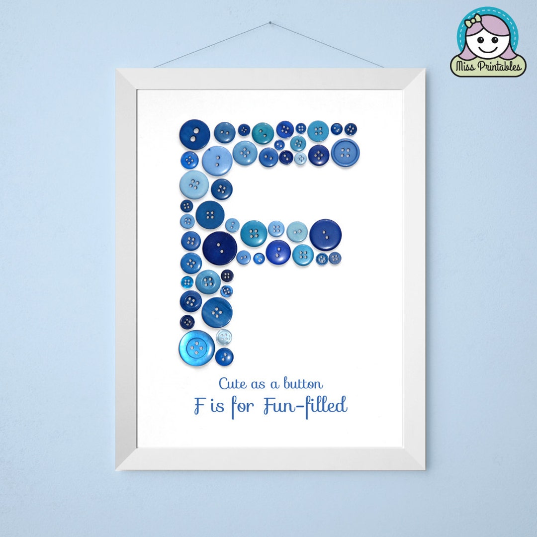 Letter F Printable Cute Button Art - F is the Fun-filled - Great for ...