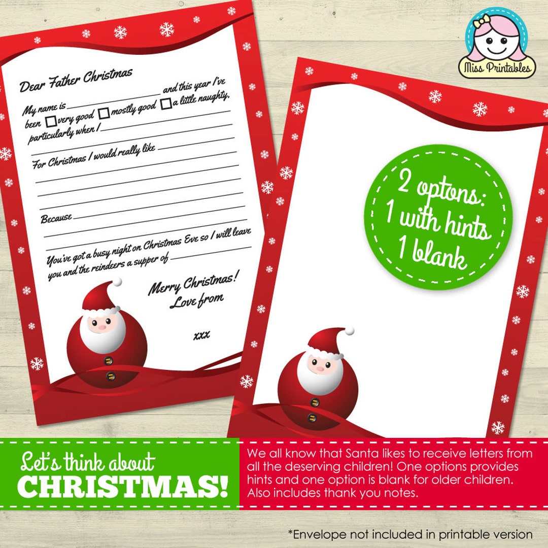 Santa Letter and Thank You Note Printables SALE! - Etsy