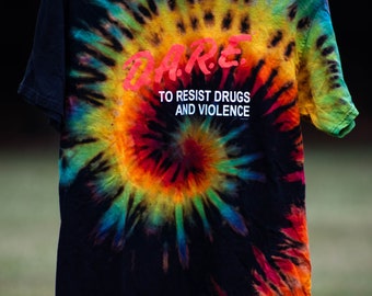 Reverse Half Spiral Tie Dye DARE T-Shirt