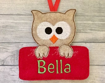 Personalizable Kookie Owl Ornament ITH Embroidery Design