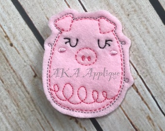 Pig Doodle Feltie Embroidery Design, feltie file, digital designs, animal embroidery, pig embroidery, animal designs, animal felties