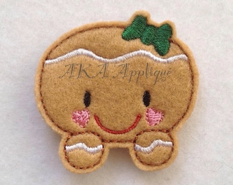 Peeking Ginger Gingerbread Feltie Embroidery Design