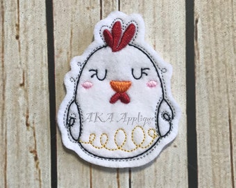 Chicken Doodle Feltie Embroidery Design, feltie file, digital designs, animal embroidery, Chicken embroidery, animal designs, animal felties