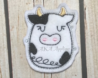 Cow Doodle Feltie Embroidery Design, feltie file, digital designs, animal embroidery, cow embroidery, animal designs, animal felties