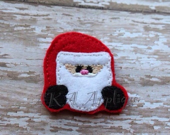 Peeking Santa Feltie Embroidery Design