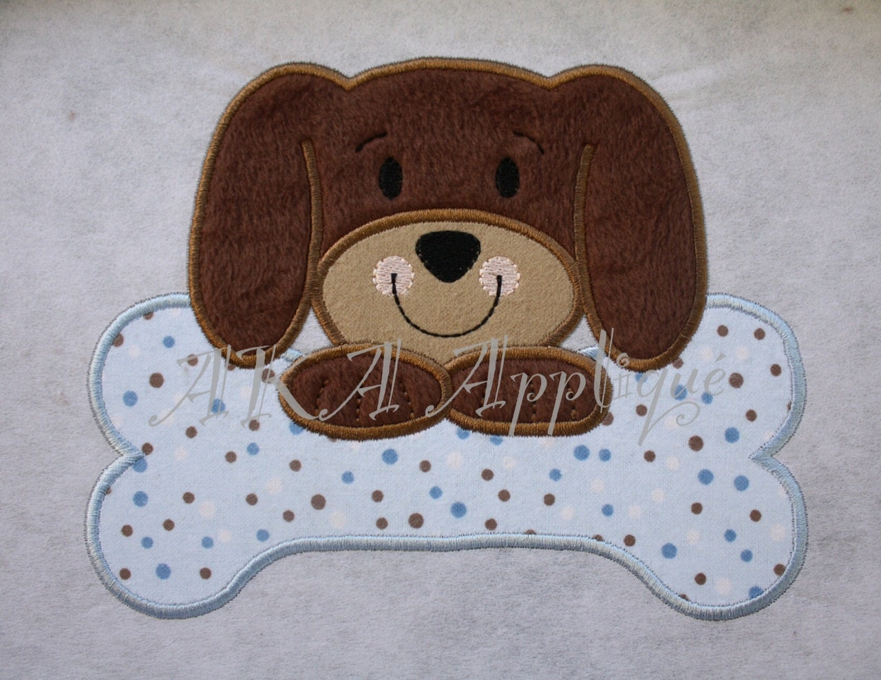 Gus Puppy With Bone Applique Embroidery Design Dog Applique Etsy