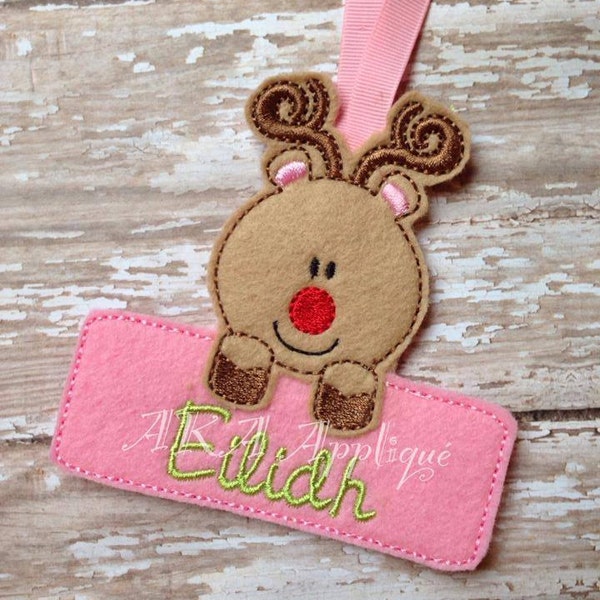 Personalizable Reindeer Ornament ITH Embroidery Design