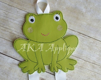 Felicity Frog Clip Keeper embroidery design, Bow Holder ITH, animal bow holder, embroidery files, digital designs, frog bow holder