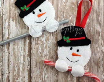 Snowman Candy Cane Holder Ornament and Pencil Holder
