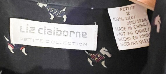 Vintage Liz Claiborne Silk DOG Print Blouse - image 7