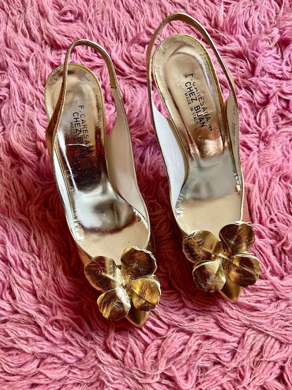 Vintage 70s Gold Disco Heels