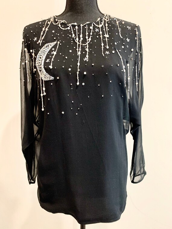 Vintage 80s GALAXY Beaded Blouse