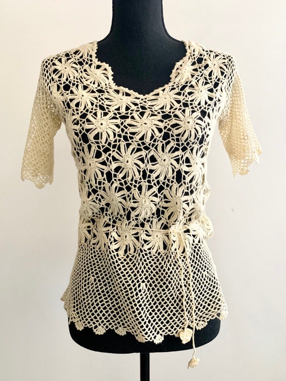 1970s Crochet Lace Top