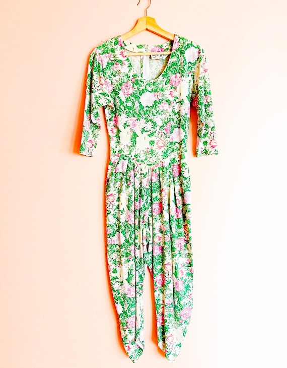 Vintage 80s Floral Jumpsuit - image 1