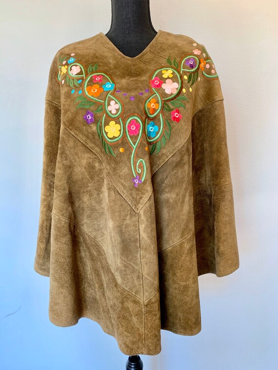 Vintage 70s SUEDE Poncho Cape