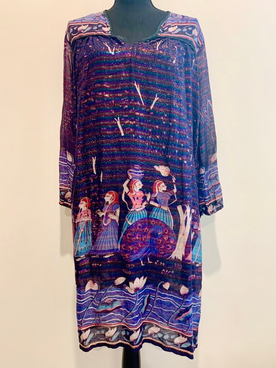 Vintage 70s Rainbow Lurex Dress