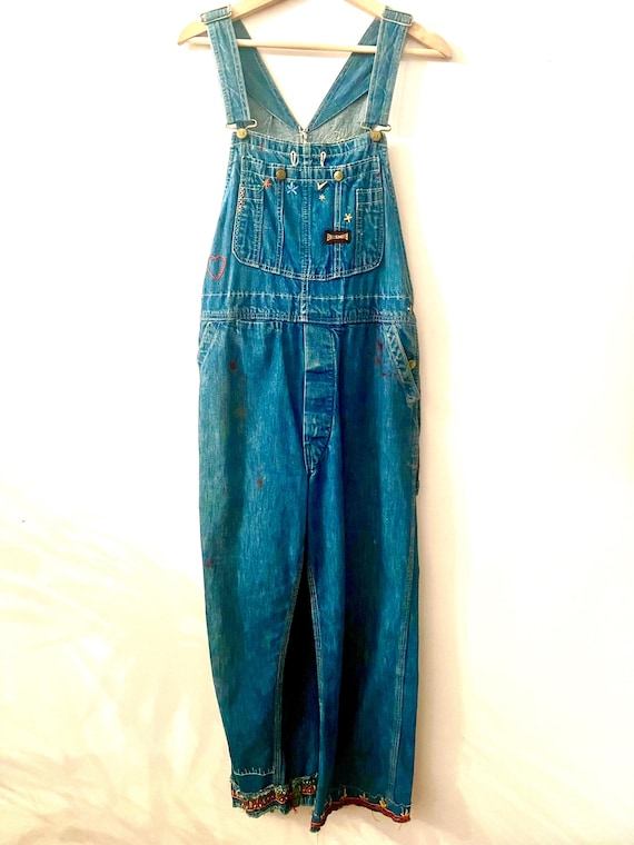 Old Vintage Overalls Womens Vintage 70s BIG SMITH Embroidered Overalls