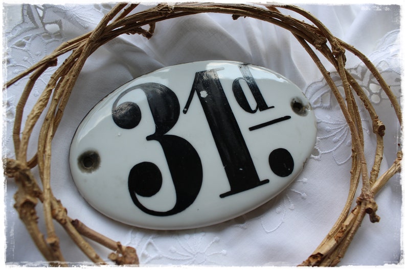 vintage house number made of porcelain rare piece of decoration found by lavendelherzl image 2