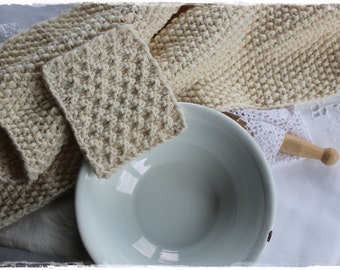 SPECIAL OFFER enamel bowl towel and make-up removal pad white beige zero waste bathroom handmade by lavendelherzl