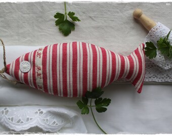 Fish made of VINTAGE fabric decoration bathroom summer beach feeling handmade by lavendelherzl