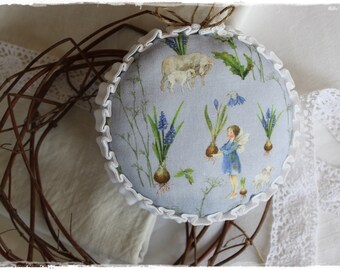 Lavender cushion round with acufactum motif spring Easter pincushion gift tag door wreath gift decoration handmade by lavendelherzl