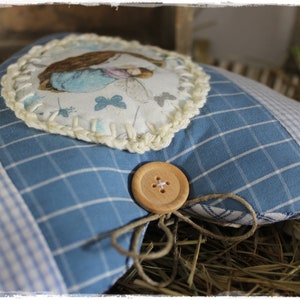 Lavendelherz VINTAGE Patchwork mit Acufactum Frühling blau Deko Geschenk Türkranz Landhausstil handgefertigt von Lavendelherzl Bild 3