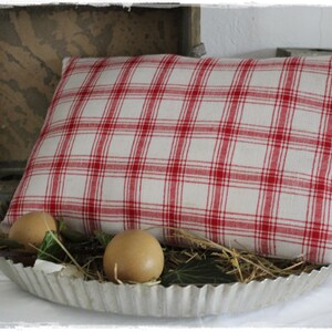 Lavender pillow scented pillow made of antique farmer's fabric decorated with saying and laundry button RED white handmade by lavendelherzl image 9