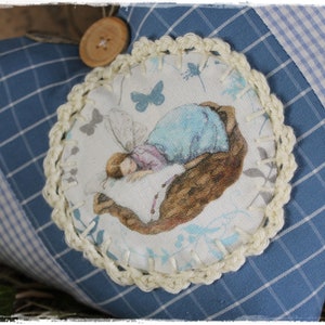 Lavendelherz VINTAGE Patchwork mit Acufactum Frühling blau Deko Geschenk Türkranz Landhausstil handgefertigt von Lavendelherzl Bild 6