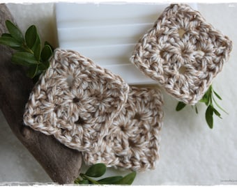 Maquillage pads 3 pièces décoratives et écologiques en blanc beige crocheté zéro vie cadeau de déchet sans plastique fait à la main par lavendelherzl