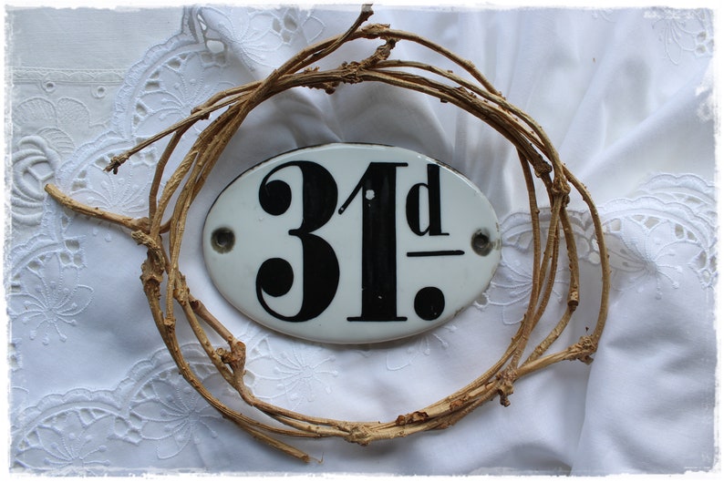 vintage house number made of porcelain rare piece of decoration found by lavendelherzl image 1