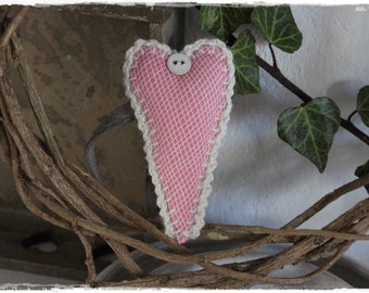 Dekoherz aus TILDA Stoff Landhausstil Garten Dekoration Frühjahr Sommer Geschenkanhänger Türkranz handmade by lavendelherzl