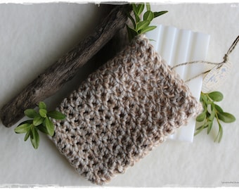 Soap bag decorative and eco-friendly beige white crocheted zero waste gift life without plastic bathroom handmade by lavendelherzl