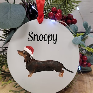 Sausage Dog Dachshund Christmas Tree Bauble Gift Tag Birthday Tag 