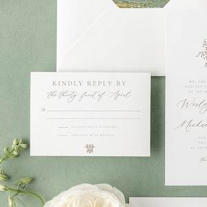 Double Monogram Botanical Crest Wedding Invitation Template, Modern ...