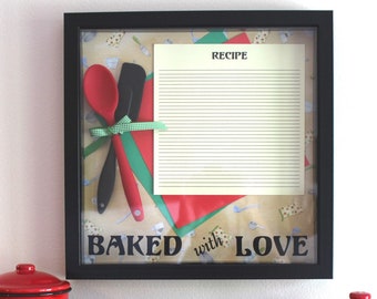 Baking Sign - Picture Wall Quotes - Framed Wall Art - Vinyl Wall Decor Quote - Cooking Utensils - Framed Saying - Recipe Card - Shadow Box