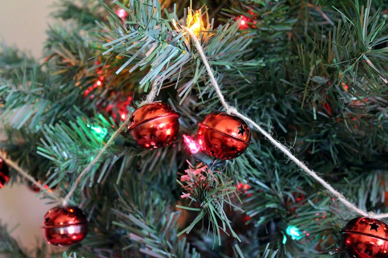 Rustic Garland Farmhouse Christmas Sleigh Bell Garland Red Sleigh Bells