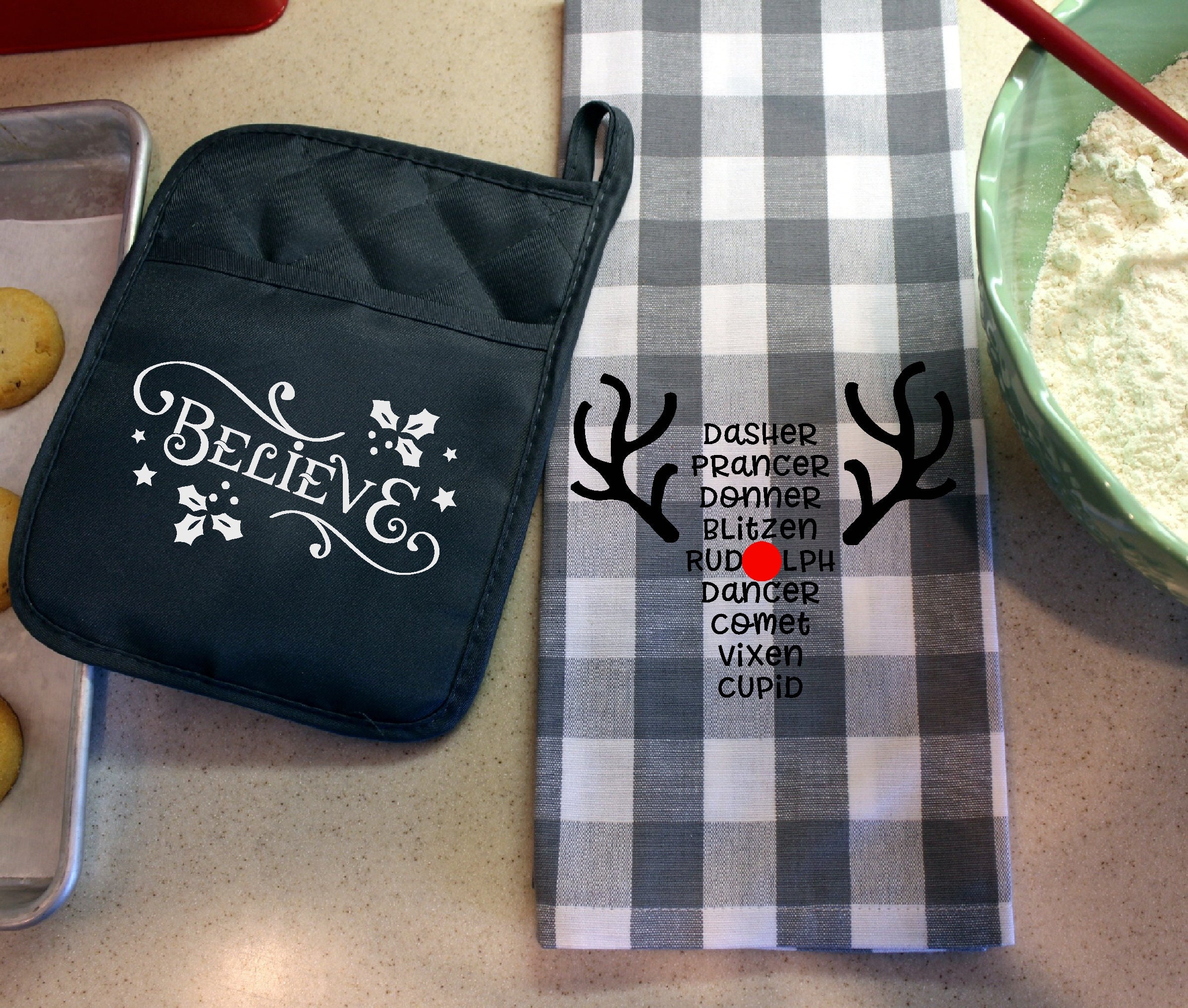 Pot Holder Tea Towel Set Christmas Hot Pad Flour Sack Towel Etsy