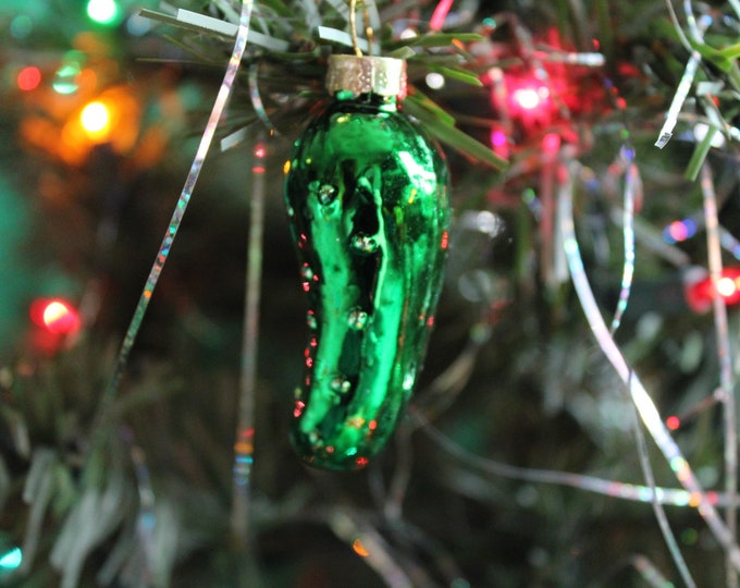 Christmas Pickle Ornament, German Tradition, Blown Glass Pickle, Pickle