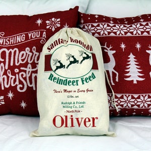 Personalized Reindeer Feed Sack Santa Bag Feed Bag - Etsy