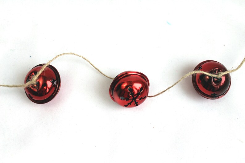 Rustic Garland Farmhouse Christmas Sleigh Bell Garland Red Sleigh Bells