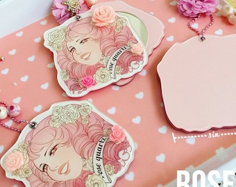 Steven Universe Shoujo Rose Quartz Pastel Pink Acrylic Shimmer Compact Mirror Keychain