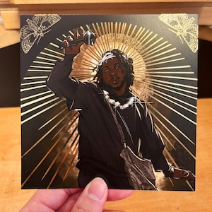 Kendrick Lamar Goldfolie Heiliger Religiöses Ölgemälde Porträt Kunstdruck Illustration Postkarte
